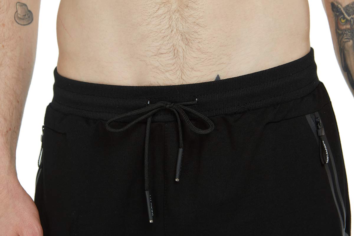 Tansozer Jogginghose Herren Baumwolle Trainingshose Sweatpants Männer Sporthose Herren Lang Fitness Hosen Herren Reissverschluss Taschen Ohne Bündchen Trackpants Schwarz XL 5