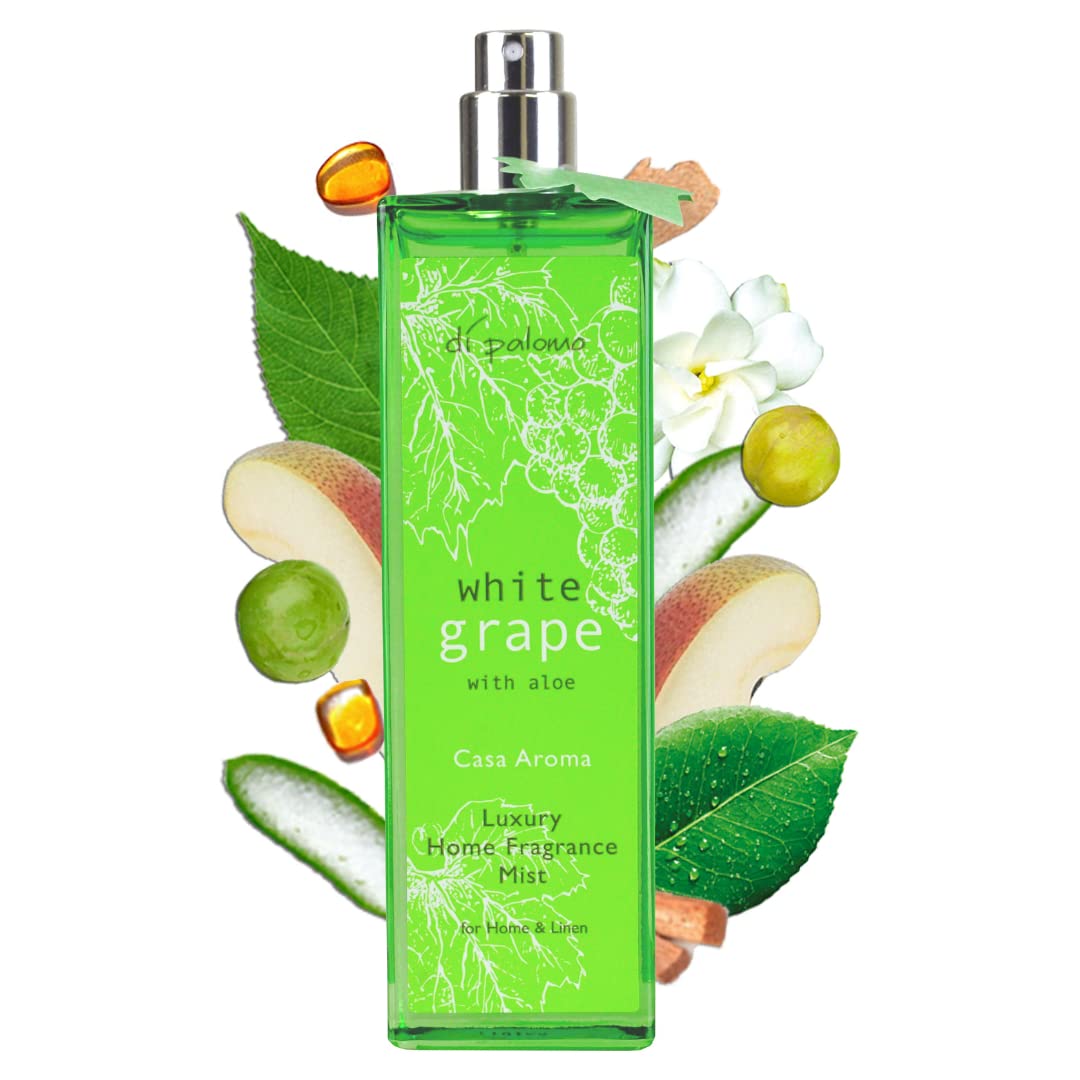 Di Palomo Vegan White Grape & Aloe Luxury Home Fragrance Mist 100ml. Air Fresheners For Home & Fabric Spray. Enjoy Fragrance In Every Room Spray. Air Freshener For Home. Glass Bottle For Home Decor.