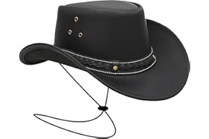 BRANDSLOCK® - Men's Vintage Wide Brim Cowboy Aussie Style Western Down Under Bush Hat