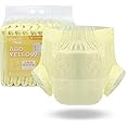 CutiePlusU Disposable Adult Diaper Heavy Absorption Dry Surface Adult Diapers All Night- Yellow 10 Pieces (Large 37"-47")