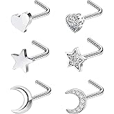 FLOGWE 20G Nose Ring Studs 316L Butterfly and Spider Nose Ring Studs CZ Heart Flower Nose Stud Surgical Steel Piercing Jewelry…