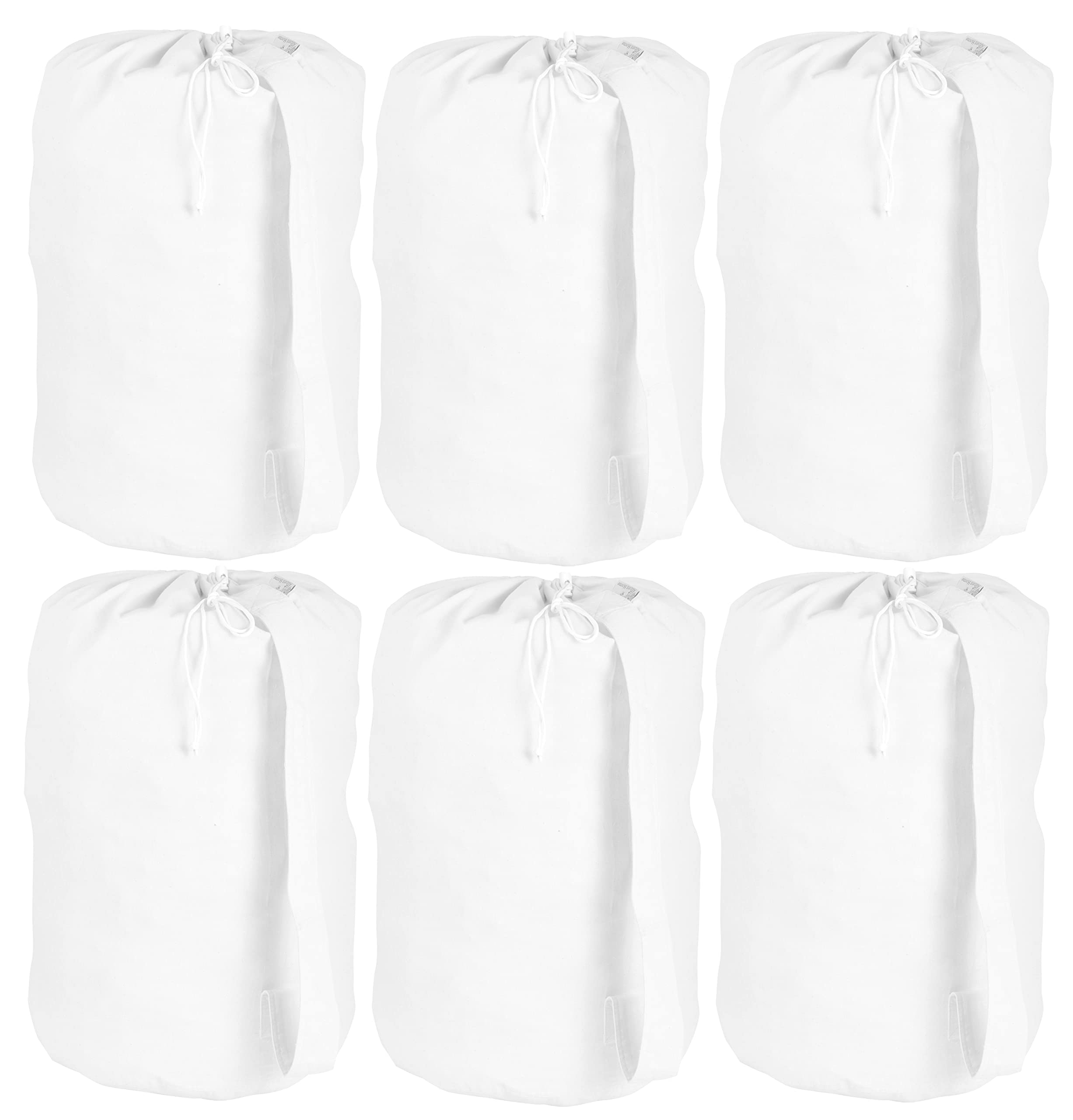 ACCENTHOME Cotton Canvas Printable Laundry Draw String Bag 6 Pc Pack Large 38 x 70cm (Dia x H) for Heavy Duty, Extra Space with Sturdy Handle for Shoulder Carrying
