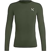 Konrunppy Youth Boys Compression Shirt Long Sleeve Kids Undershirt for Football Baseball Moisture Wicking Athletic Base Layer