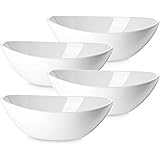 DOWAN 9" Porcelain Serving Bowls, Large Serving Dishes for Parties, 36 Oz for Salad, Side Dishes, Pasta, Oval Shape, Microwav