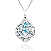 ELEDUCTMON Celtic Knot Turquoise Necklace for Women Sterling Silver Hypallergenic Adjustable Large Pendant Necklace Classic Celtic Jewelry Gifts for Mom Wife