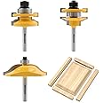 Newdeli 3Pcs Raised Panel Router Bits 1/4" Shank Cabinet Door Router Bit Set (Tenon Cutter Diameter: 1-5/8") Ogee Rail and Stile Router Bits Tongue and Groove Router Bit Set Cabinet Making Tools