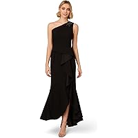 Amazon.com: Adrianna Papell Women's Ruffle Crepe Halter Gown | Sleeveless  Formal Evening Gown with High Low Ruffle Skirt, Black, 2 : Clothing, Shoes  & Jewelry