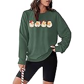 MODNTOGA Women Christmas Sweatshirt Vintage Santa Graphic Long Sleeve Crewneck Pullover Tops Retro Merry Christmas Outfit