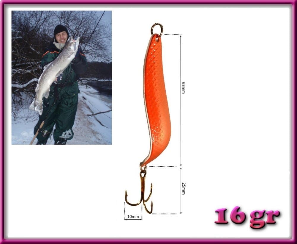 Toxic Irony red spoon lure / spinner bait / fishing bait spinner for fresh & salt water. 16g. Professional spoon-bait!!!