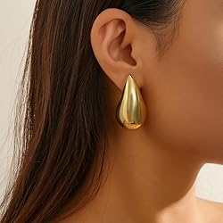 Teardrop Necklace Earrings Chunky Gold Hoop
