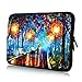 Laptop Sleeve, iCasso 13-13.3 Inch Stylish Flower Pattern Canvas Stitching Leather Briefcase Cover Case Bag for MacBook Air/Pro/Ultrabook/Notebook/iPad Pro (Rainning Street(AT54378E))
