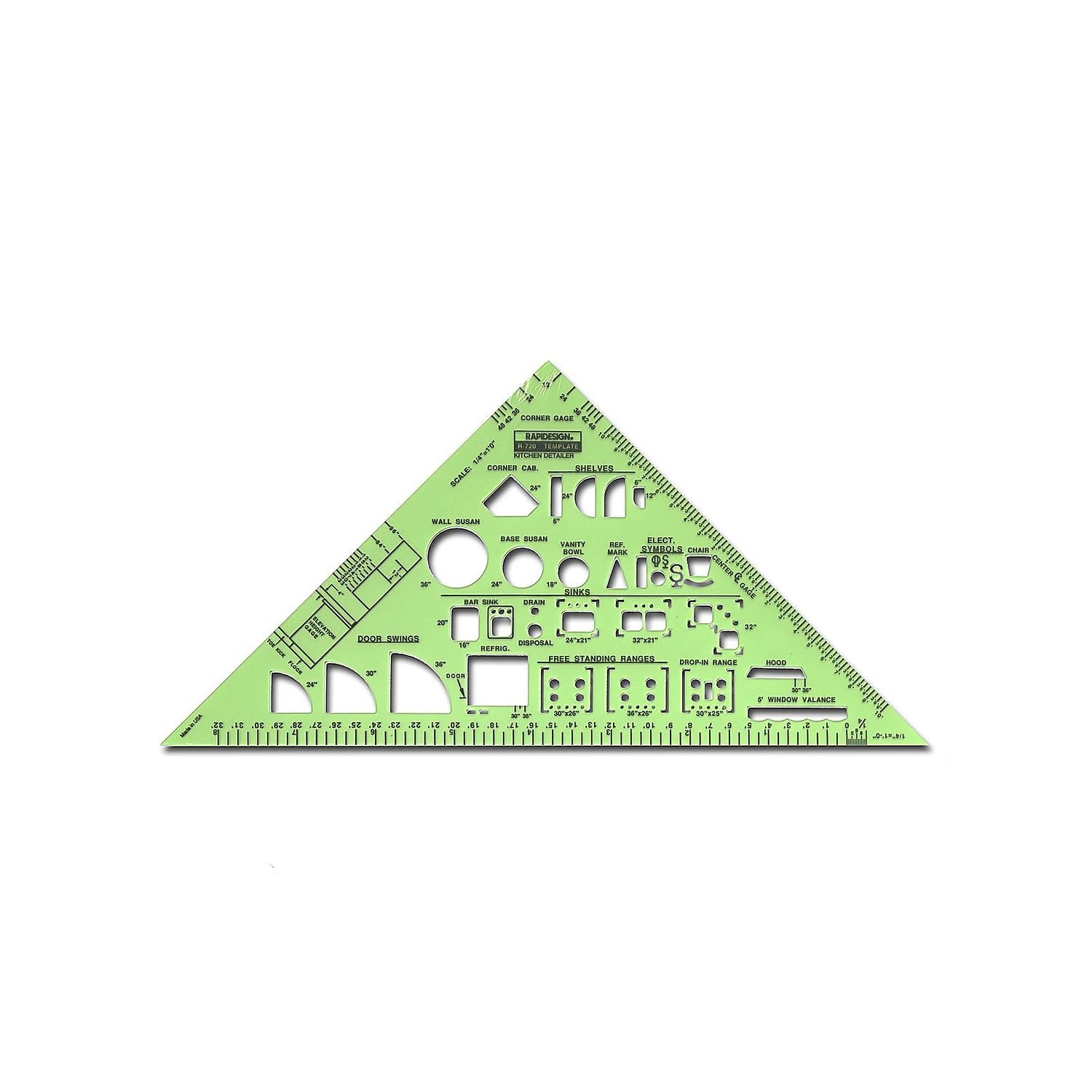 Rapidesign Kitchen Detailer Template with 1/4 Inch Scale, 1 Each (R720)