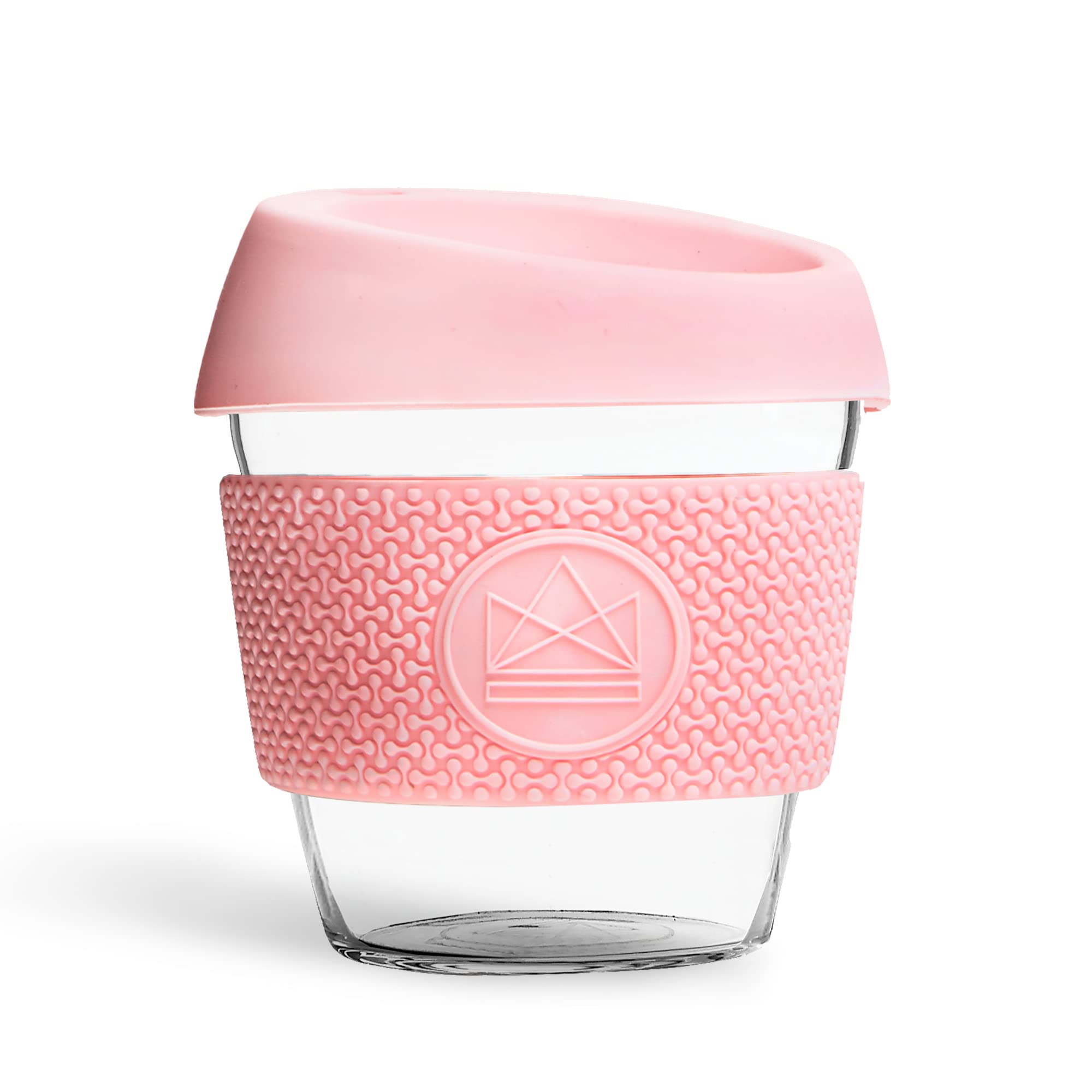 Neon Kactus Glass Coffee Cup | Reusable Glass Cup with Lid for Home or On The Go | Travel Coffee Cup | for Hot & Cold Drinks | Durable, Non-Permeable, Non-Slip, Splash-Proof | Pink Flamingo, 8oz