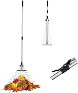 Leaf Rake with Handle 160 cm Telescopic Heavy Duty Gardening view 7
