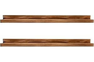 AZSKY Rustic Wood Floating Shelves for Nursery Books Long Wall Bookshelf Photo Picture Ledge Shelf with Lip Wall Shelf for Kids Bedroom Bathroom Living Room Office Frames 36 Inches Set of 2