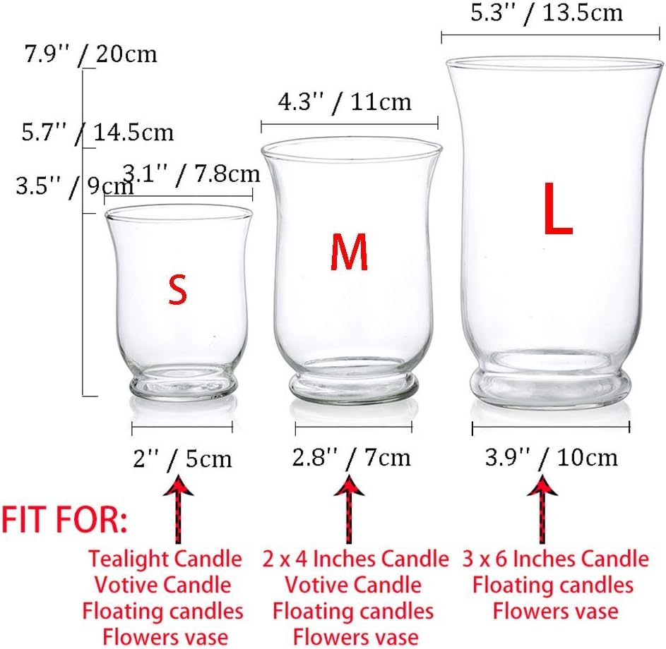 Glass Candle Holder 1 Set(3Pcs) Hurricane Candleholder Multiple Uses for Pillar Votive Tealight Floating Candle, Flower Vase, Terrarium Planter – Perfect as a Wedding Centerpieces Home Decoration: Kitchen & Dining