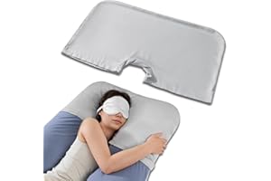 QUEEN ROSE Pregnancy Pillow Cover, Satin Pillowcase for Maternity Body Pillows, Cooling Replacement Case for Sleeping, Fits U & C Pregnancy Pillows, Headrest Cover Only, Grey