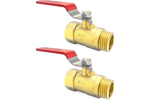 ChillWaves Brass Ball Valve, Air Compressor Ball Valve Shut Off Switch 1/2" NPT Male x 1/2" NPT Female Thread Pipe Fitting(2-PACK)