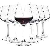 YANGNAY Wine Glasses (Set of 6, 20 Oz), Large Clear Burgundy Wine Glasses for Red Wine, Smooth Rim, Dishwasher Safe
