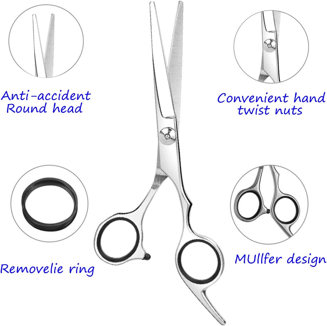 ESSOY Professional Hair Cutting Scissors/Shears (6.5-Inches), 4CR Stainless Steel Haircut Scissor with Fine Adjustment Screw for Home Salon, Barber Hairdressing Scissor for Women Men Kids : Beauty