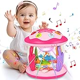 Aboosam Baby Girl Toys 6-12 Months: Babies Ocean Rotating Light Up Musical Toys 12-18 Months Crawling Learning Infant Toy for Toddlers 1 2 3 Years Old Baby Girl Gifts (Pink)