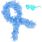 YBHOMINE Feather Boa with Heart Rimless Sunglasses,4 ft Feather Boa for Bachelor Party Halloween Christmas Costume Accessory