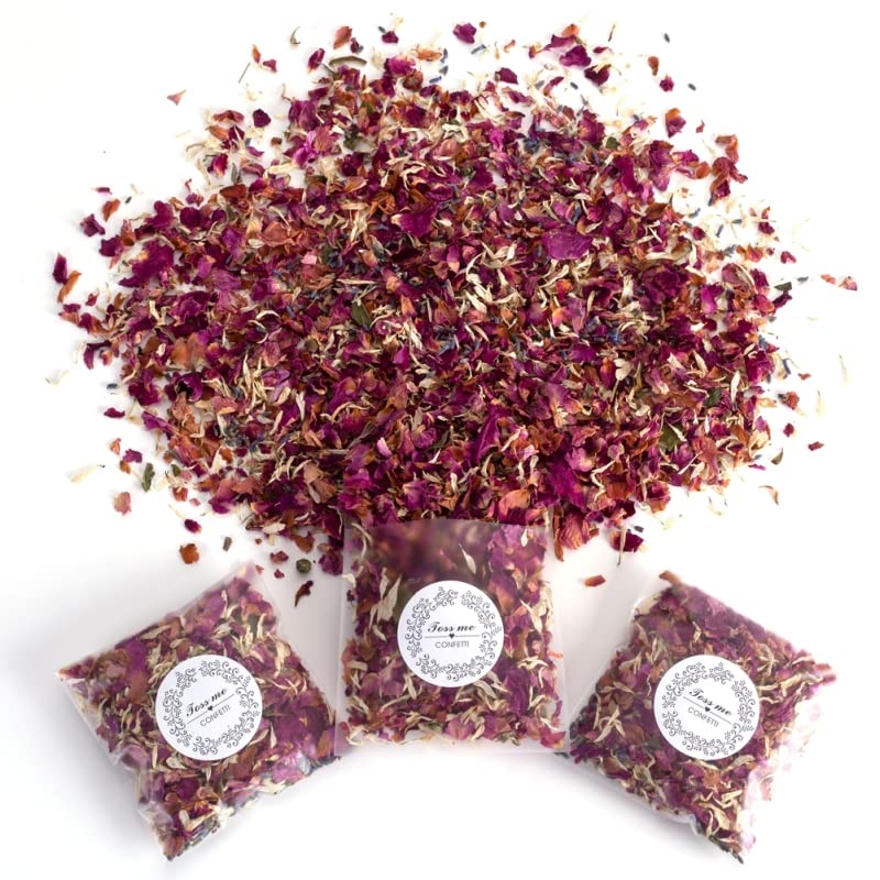 20 Packs Natural Wedding Confetti, Biodegradable Rose Petal Confetti, Rose Petals for Wedding (20 Pack)