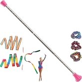 Quynhni Dance Baton,Batons for Twirling 21/29 inches Stainless Steel Material Gymnastics Wand with 2 Dance Ribbons &amp; 3 Rainbow Hair Bands Suitable for Kids Beginners (1PCS/2PCS)