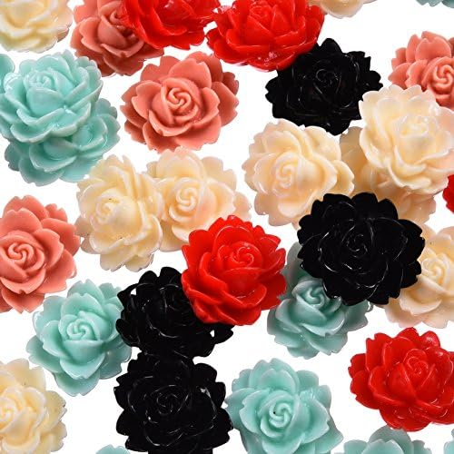 50 Pcs Resin Rose Flower Flatback Cabochon Scrapbook Fit Embellishments Craft Rhinestone Diy Art 18x14mm