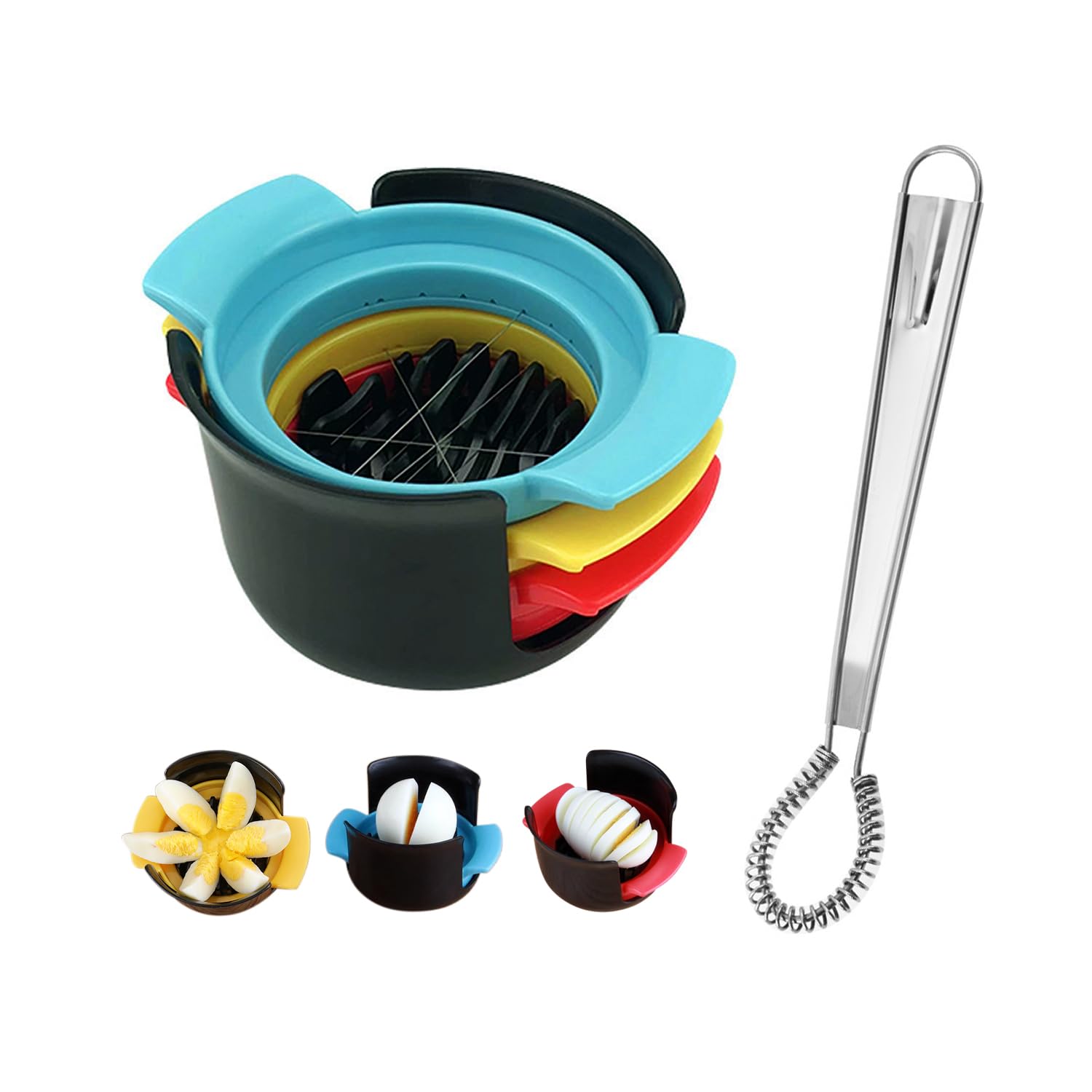 1pc 3 in 1 Egg Cutter Set, 11 Piece Stainless Steel Stirrer, Egg Slicer for Cutting Boiled Eggs, Strawberry, Kiwi, Tomato