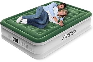 Zearna Air Mattress Queen with Built in Pump - Upgraded Blow Up Bed, 2 Mins Quick Self Inflatable with Double Air Chamber, 18"/650lbs Max, All Night No Lost Air, for Camping,Home,Portable Travel