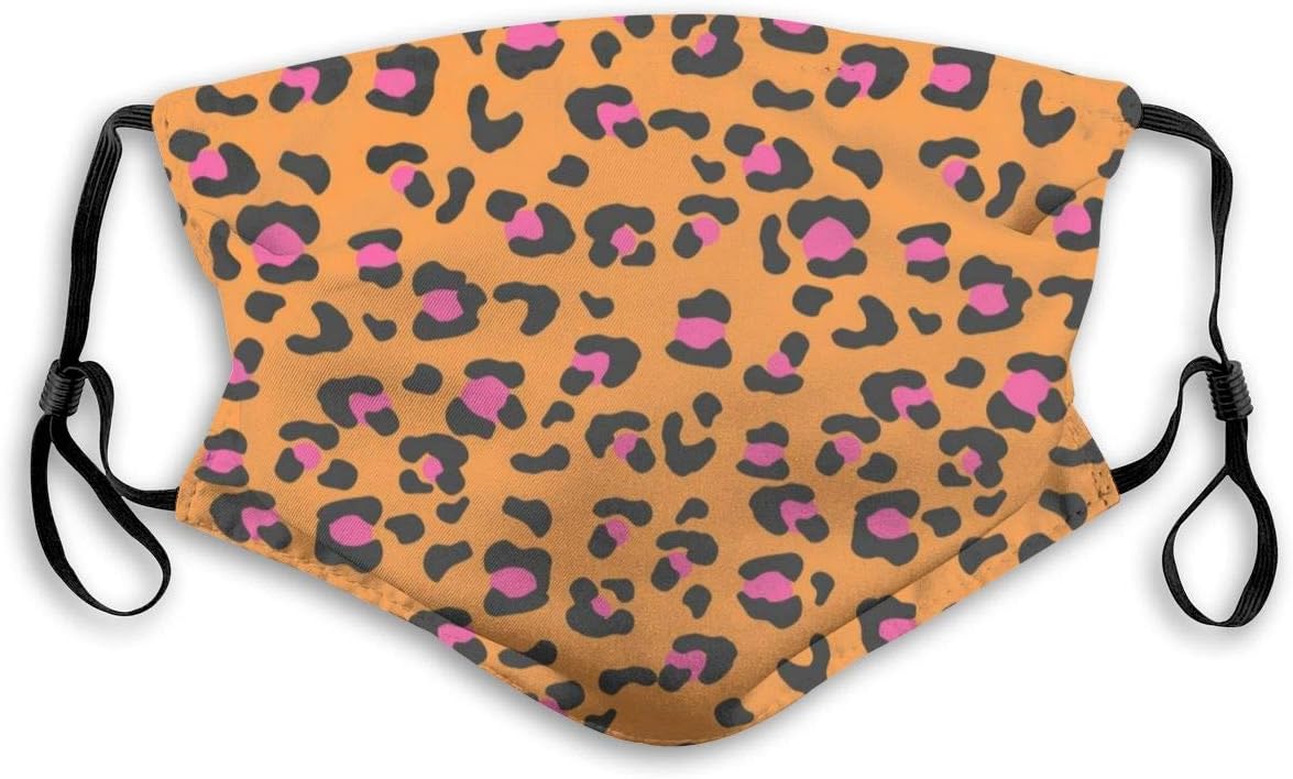 Leopard Print Mouth Mask With Carbon Filter - Washable Reusable Adjustable Face Mask