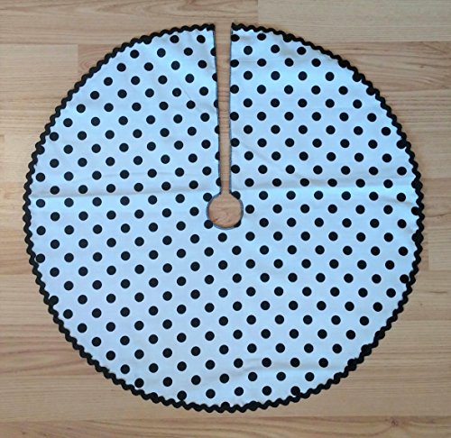 Small 21" White Black Polka Dot Tree Skirt - RicRac Trim, Made in USA