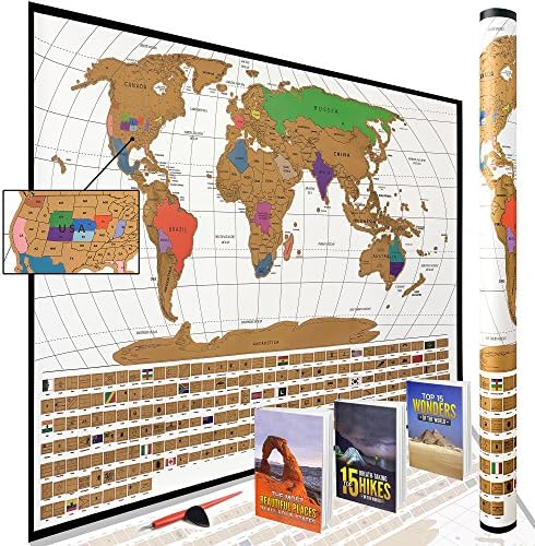 Scratch Off World Map Poster with All US States Outlined || Huge Prime Week Sale & Bundle!! || Large + Detailed Cartography - Turn Your Adventures Into Premium Art! by WTI