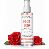 PURDORA Rosewater, Refreshing Facial Mist, Toner, Glowing Skin, Hydrating Spray for Face, Organic Damask Rose Water, for All Skin Types, Alcohol Free, Cruelty Free, 4.05 Fl Oz 120 ml
