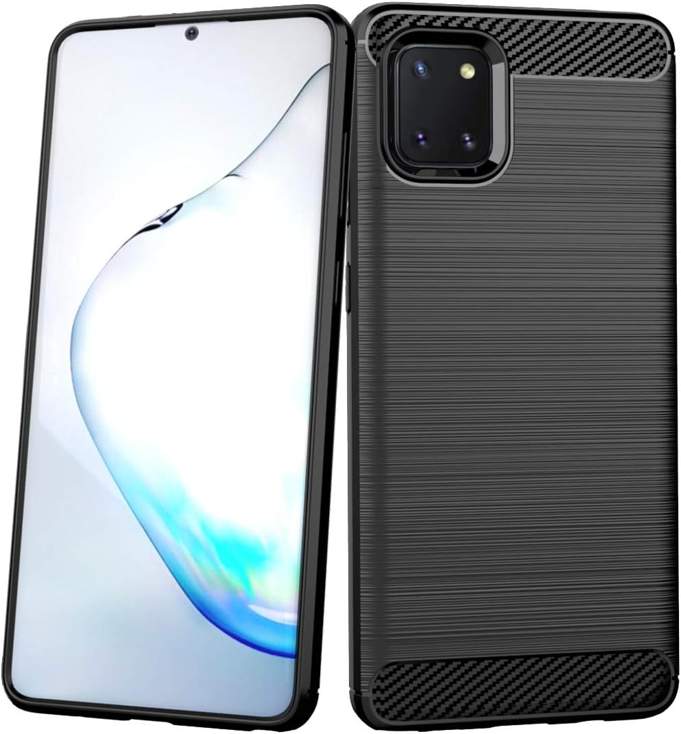 Galaxy Note 10 Lite Case,Galaxy A81 Case,Dahkoiz Shock Absorption Galaxy Note10 Lite Case Slim TPU Bumper Cover Flexible Lightweight Carbon Fiber Protective Phone Case for Samsung Note 10 Lite, Black