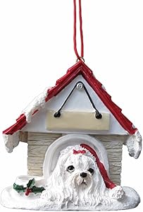 Maltese Ornament A Great Gift For Maltese Owners Hand Painted and Easily Personalized "Doghouse Ornament" With Magnetic Back