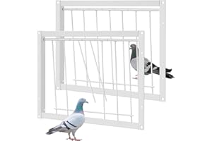 Suzile 2 Pcs 11.81" x 10.24" Pigeon Cage Door Bird Wire One Way Entrance Iron Pigeon Trap Bird House Door for Racing Supply Birdcage Breeding, White