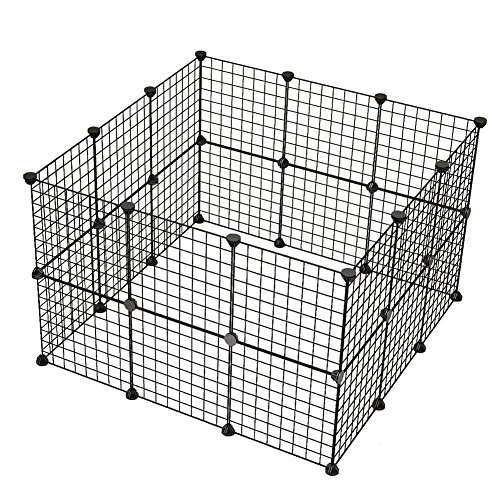 JYYG Pet Playpen, Small Animal Cage Indoor Portable Metal Wire Yard Fence for Small Animals, Guinea Pigs, Rabbits Kennel Crate Fence Tent, Black 24 Panels - Thumbnail 7