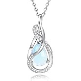 FANCIME TimelessTie Birthstone Necklace for Women White Gold Plated Sterling Silver Ribbon Design Jewelry Knot Pendant Fine Jewelry Gemstone Anniversary Birthday Graduation Mothers Day Gifts for Women Wife Mother Her