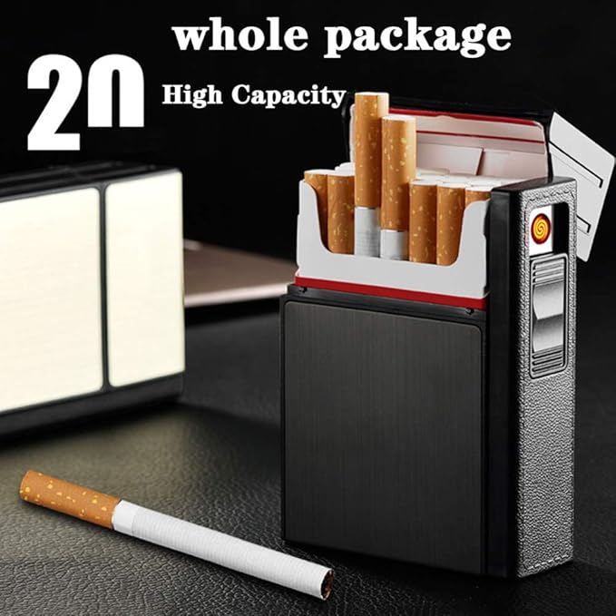 Caja de Cigarrillo con Mechero Cigarette Case de Aluminio USB ...