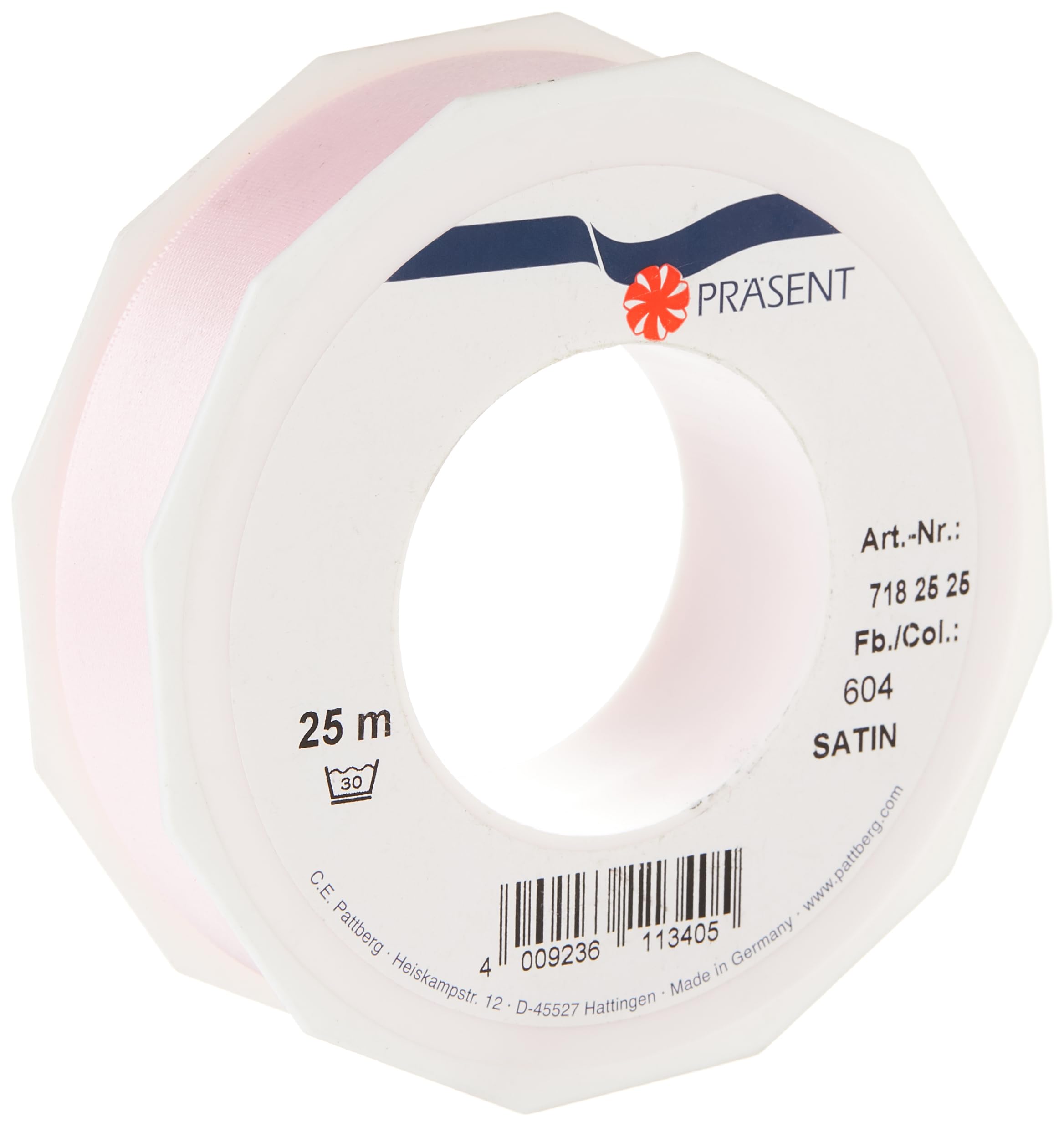 C.E. Pattberg SATIN light pink gift ribbon, 27 yards for Wrapping Gifts, 1 inch width, Ribbon for Decorating & Crafting, Decorative Ribbon for Gifts, for every occasion — image 1