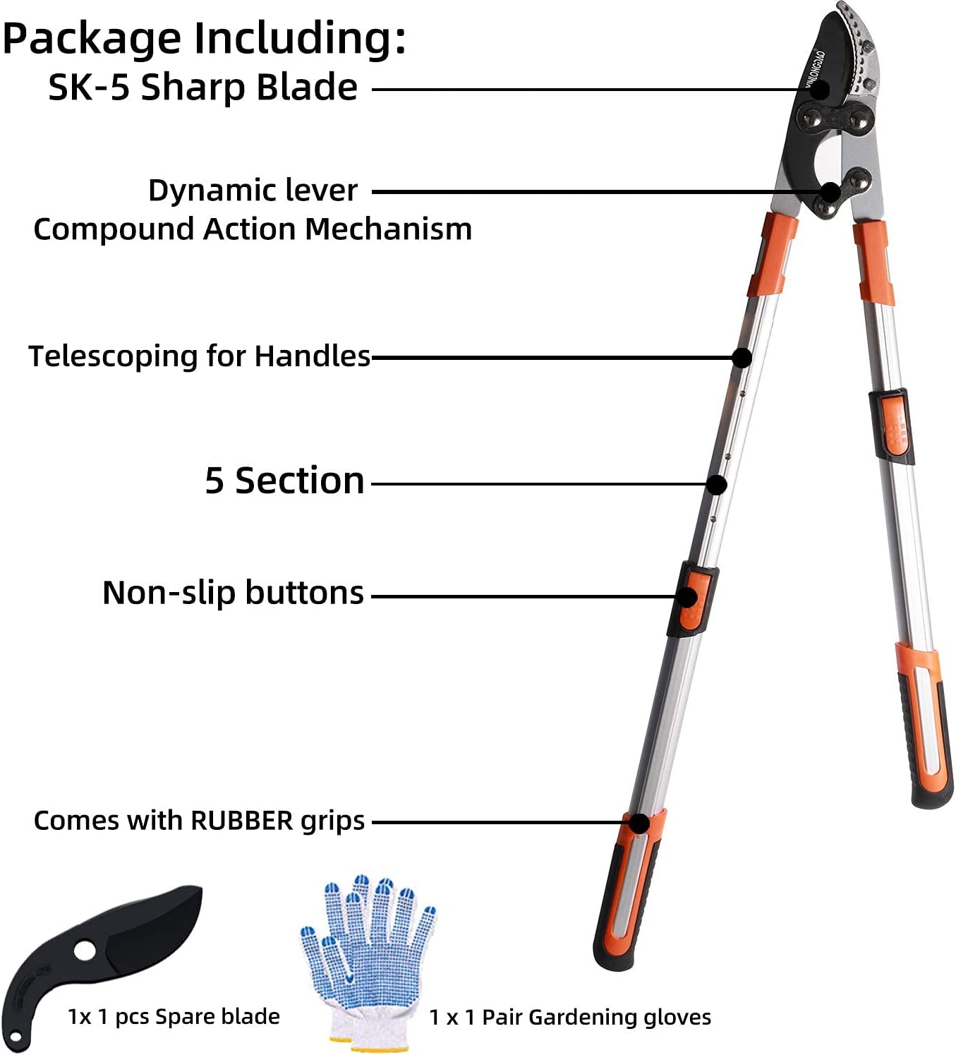 YINLONGDAO Extendable Anvil Loppers Tree Trimmer with Compound Action, Chops Thick Branches Ease, 29-41 Inch Telescopic Heavy Duty Branch Cutter, 2.4 Inch Clean Cut Capacity. : Garden & Outdoor