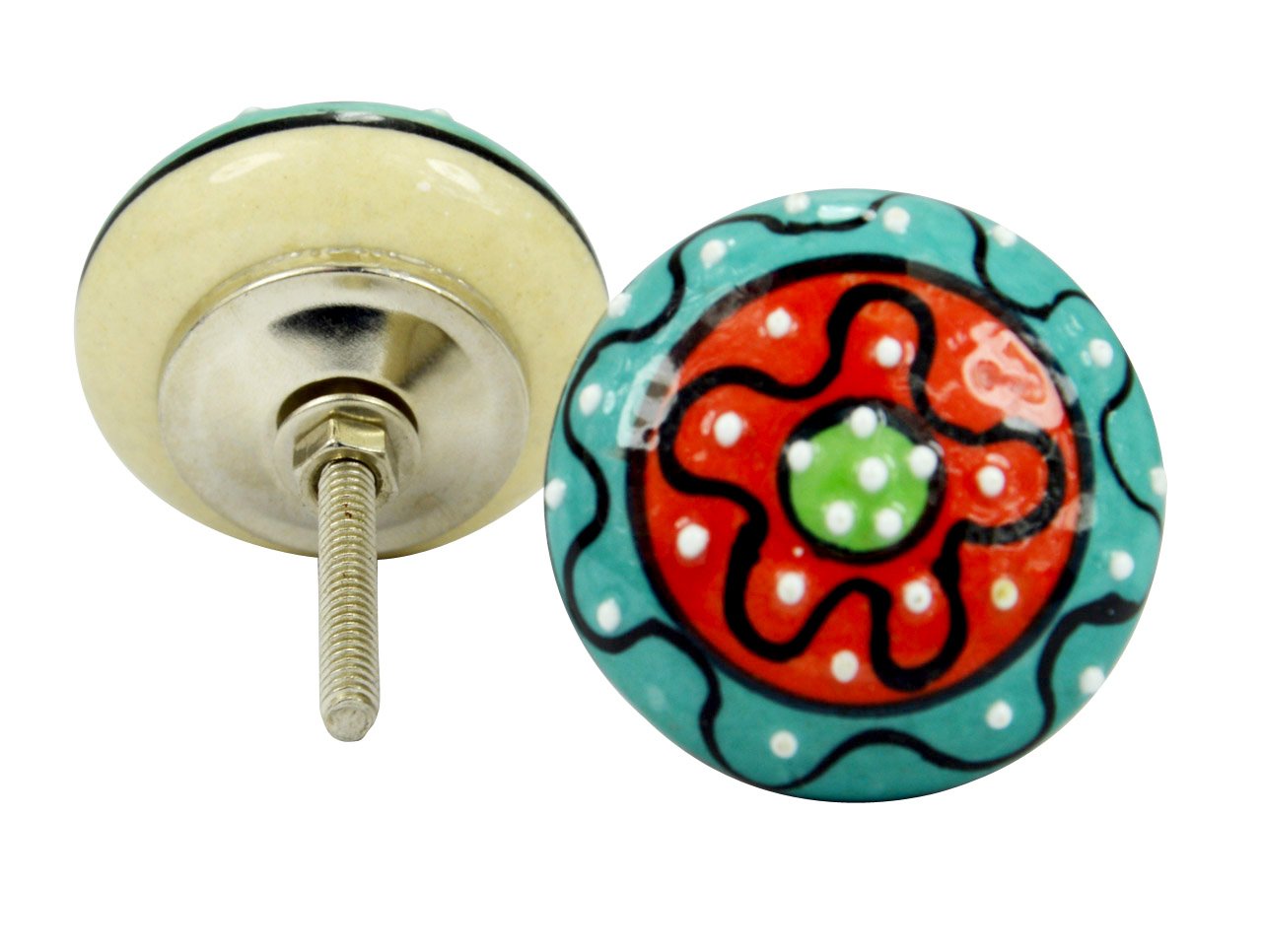 10 Pieces Doted Bright Turquoise And Red Decorative Designed