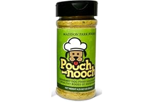 MADISON PARK FOODS Pooch Nooch Gourmet Dog Food Topper Premium Nutritional Yeast Flakes Healthy Flavor 4 Picky Eaters and All Dogs - Vet Approved Human Grade Natural Ingredients, 4.25 Ounce Shaker Jar (60 Servings)