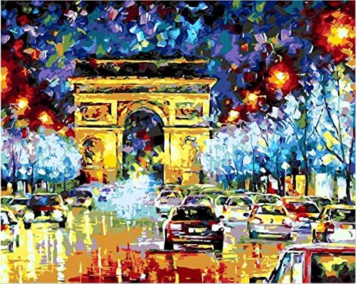 Sonby Frameless Grandiose France Paris Triumphal Arch DIY Painting by Numbers Kits Adult Kids Art Paint On Canvas Acrylic Coloring Painting by Numbers for Home Wall Décor,Unmounted
