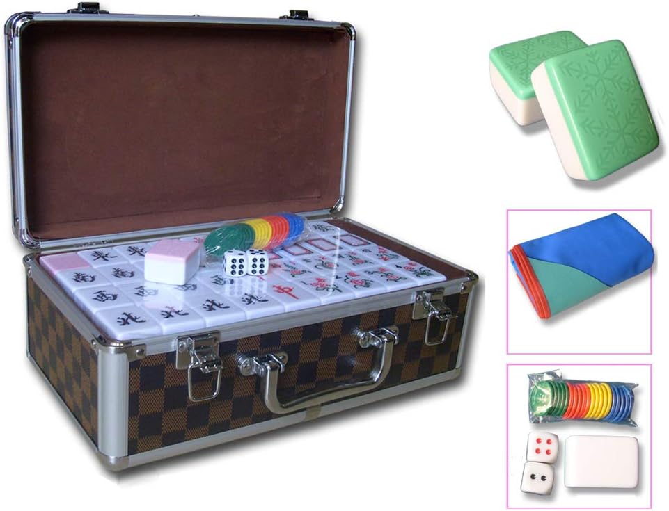 Boutique Mahjong Set Game Chess,A Variety of Styles, Majong Set Mah Jong Mah Jongg Sets Majiang,LightGreen,XXL