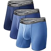 BAMBOO COOL Men's Ultra-Soft Breathable Boxer Briefs 3-Pack - Moisture Wicking Underwear | Comfort Fit, Tagless