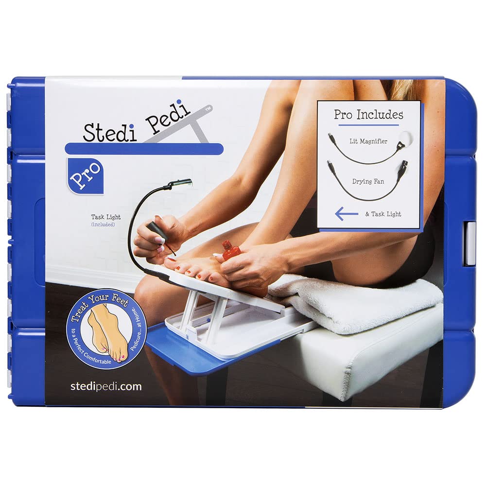 Photo 1 of Stedi Pedi Pro - Professional Home Pedicure Kit - Pro Includes Lit Magnifier, Drying Fan, and Task Light - Paint Nails with Ease Using Pedi Assistant Tool - DIY for Women of All Ages