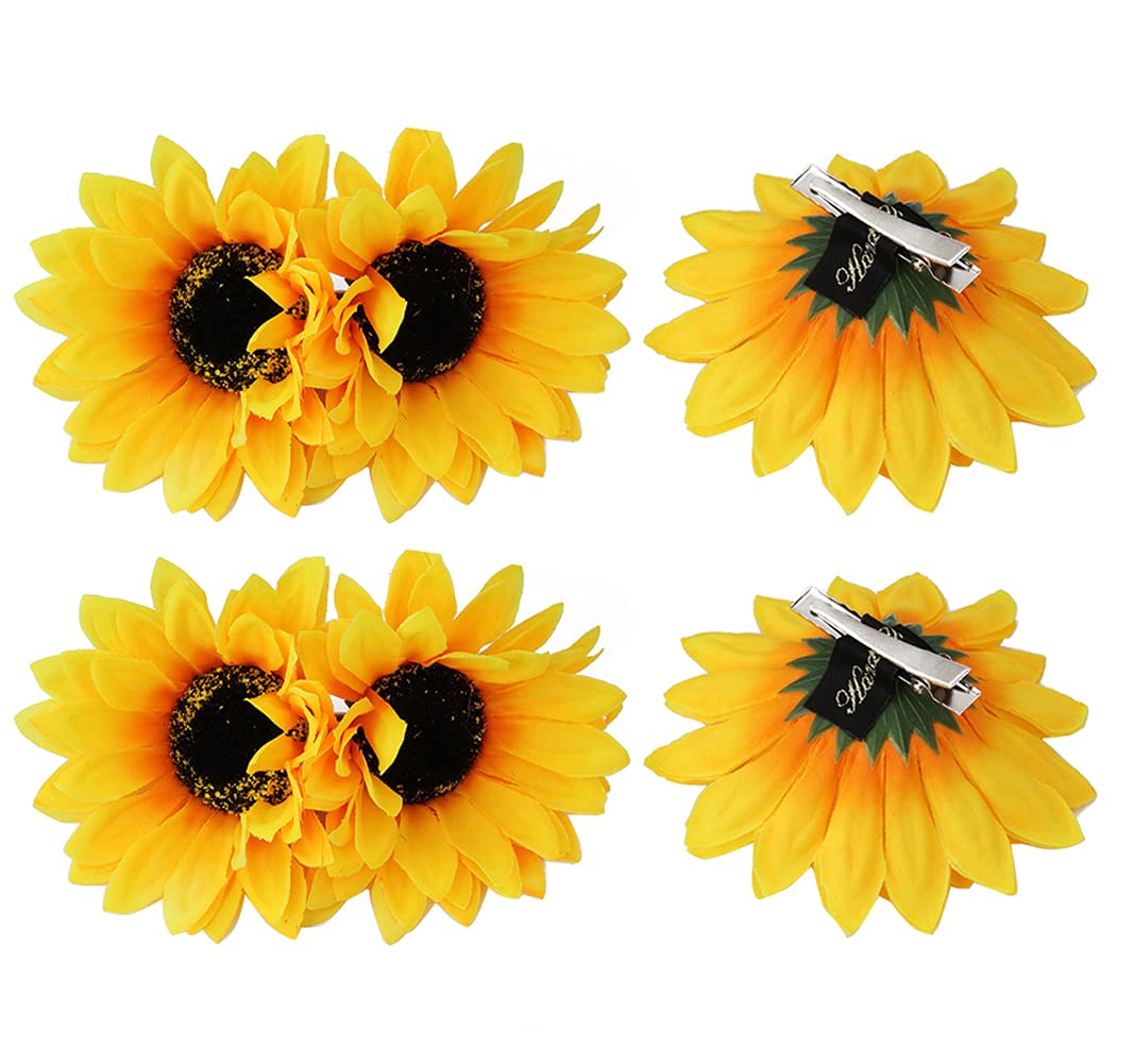 6Pcs Sunflower Hair Alligator Clips Hair Pins Hair Clamp Barrettes Wedding Bridal Hair Styling Accessories for Women Girls Hawaiian Beach Vacation Party Holiday Decoration